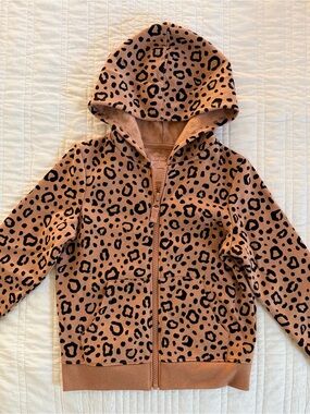 Leopard Print Zip-Up Hoodie in Rust and Black